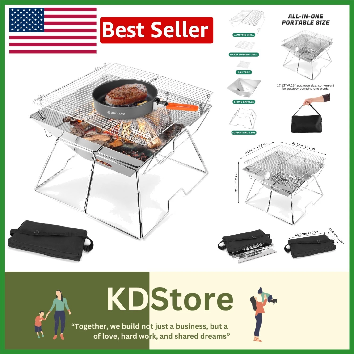 collapsible 304 Stainless Steel Portable BBQ Grill - Lightweight & Easy to Use