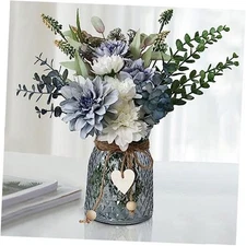 Fake Flowers in Vase,Faux Flowers in Vase,Table Centerpieces for Dining Blue