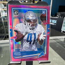 Donruss Optic Jason Huntley Detroit Lions NFL Rookie Pink Parallel Card #111. rookie card picture