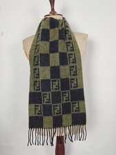 Fendi genuine vintage patterned Green Wool winter Scarf Scarves