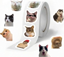 500PCS Cat Meme Stickers Roll 10 Styles Funny Cute Multicolor