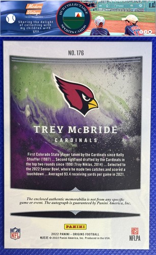 Trey McBride 2022 Panini Origins Auto #176 Arizona Cardinals RC,MEM,AU - Picture 2 of 2