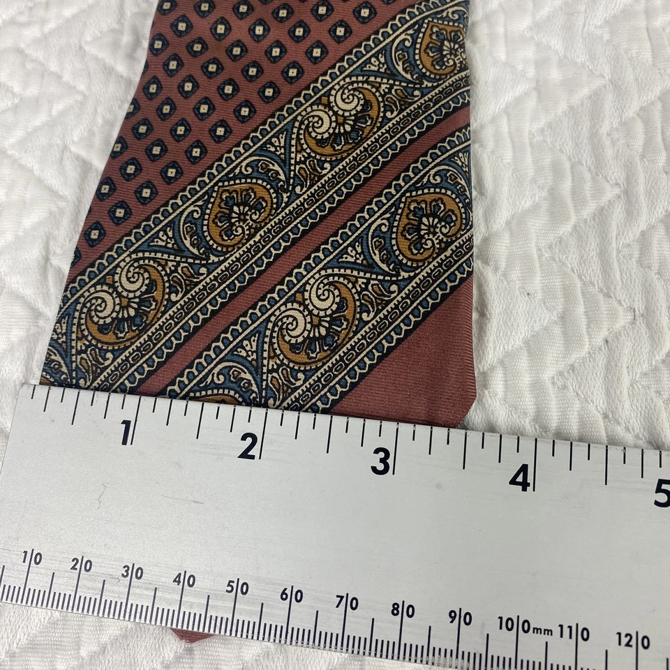 Vintage Oscar de la Renta Tie Mens Classic Paisley Geometric Silk Pattern 90s - Image 3 of 4