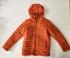 Lands End Boys Puffer Primaloft Jacket Orange Hooded Lightweight Sz Large 10-12
