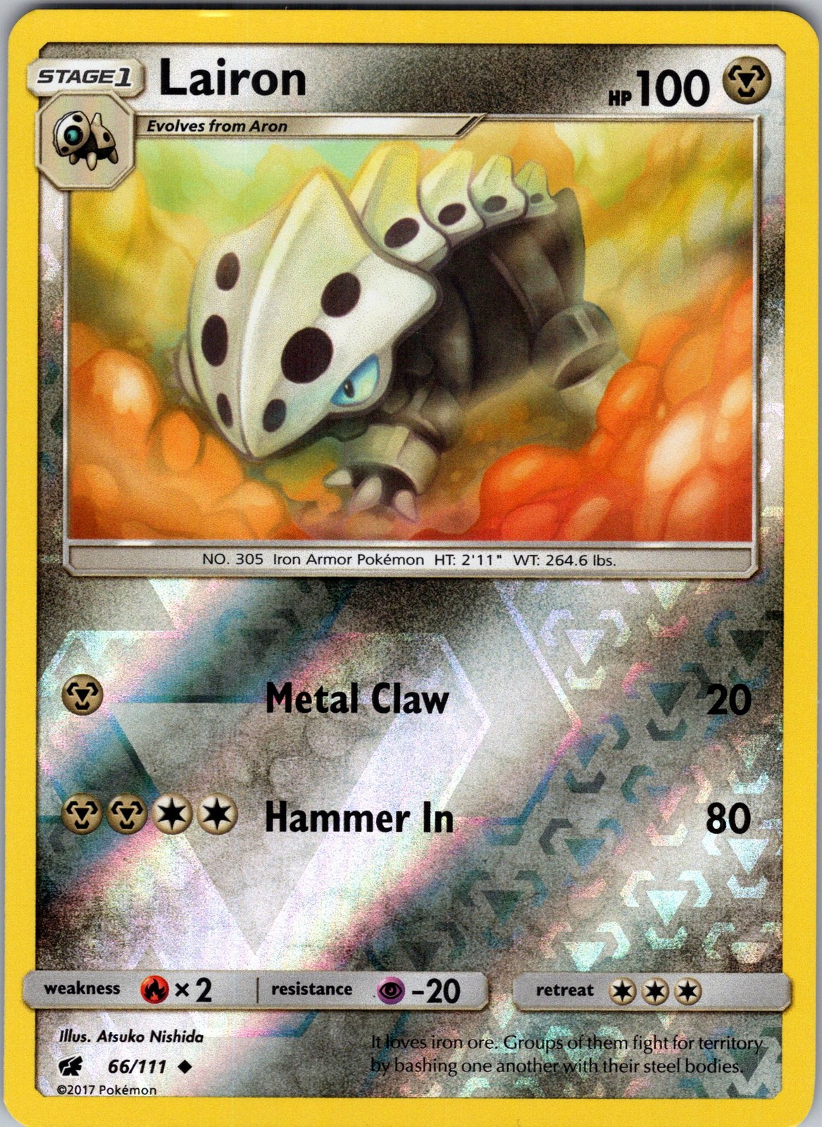Lairon 66/111 SM - Crimson Invasion Pokemon TCG LP-NM