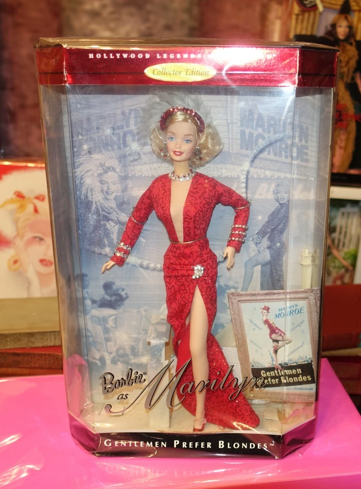 BARBIE MARILYN MONROE, GENTLEMEN PREFERE BLONDES, RED DRESS,NOT PERFECT BOX NRFB - Imagen 3 de 4