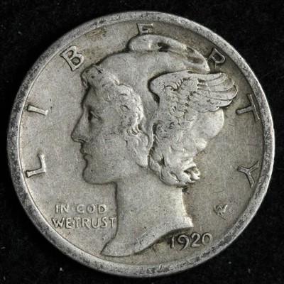 1920-S Mercury Silver Dime VF E302 UVW