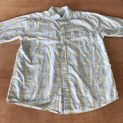 Quicksilver Premium Regular Fit Shirt Men L Yellow Plaid Button Up Pocket