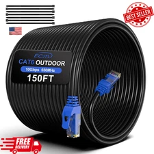 150FT Cat6 Outdoor Ethernet Cable, In-Ground, Heavy Duty Direct Burial, 24AWG