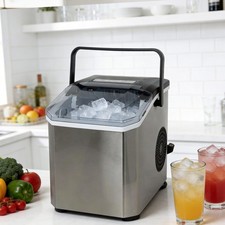 Ice Cube Maker Stainless Steel Ice Maker Machine 14kg/24H,Ready in 6 Mins +Scoop