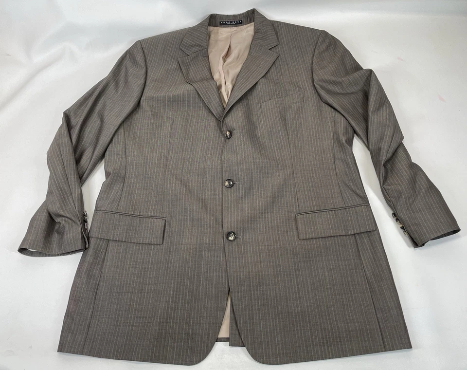 Hugo Boss Conjunto Traje Lana Virgen Marrón Rayas Hombre Talla 48 L Foto 2 de 4