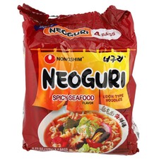 Neoguri, Udon Type Noodles, Spicy Seafood, 4 Bags, 4.23 oz (120 g) Each