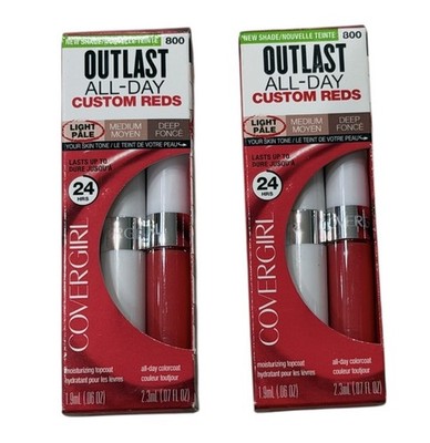 LOT OF 2 Covergirl Outlast All-Day Custom Reds 24 Hrs Lipstick 800 Custom Coral