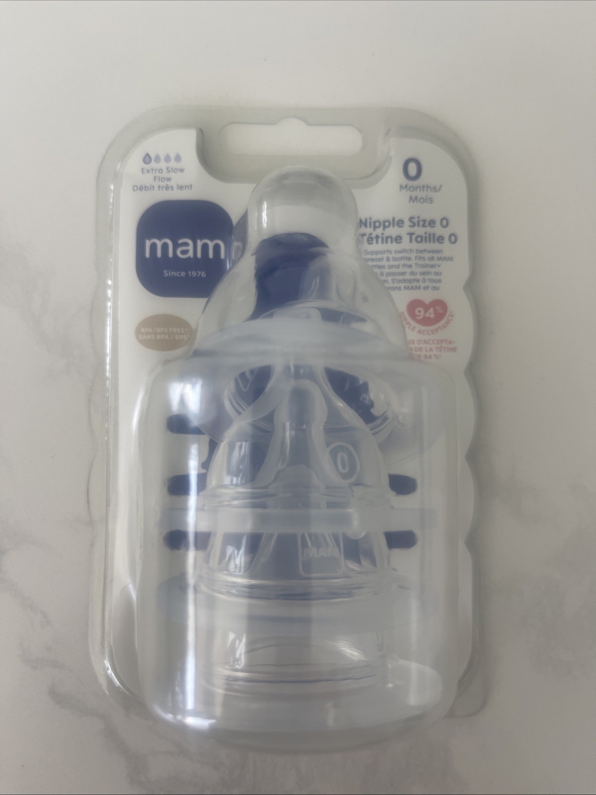 MAM Bottle Nipples Extra Slow Flow Nipple Size 0 for Newborn