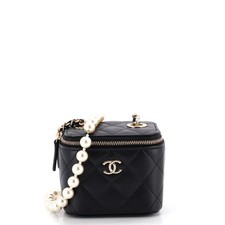 Chanel Vanity Case with Pearl Chain Quilted Lambskin Mini