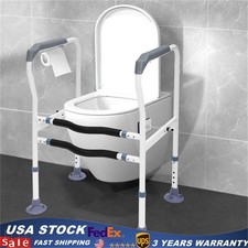 Toilet Safety Rails Bathroom Handicap Frame 330lb for Elderly Height Adjustable