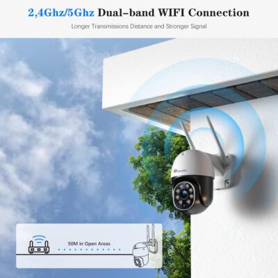 ctronics 5MP Überwachungskamera Aussen WLAN,2,4/5GHz Dualband WiFi PTZ IP Kamera