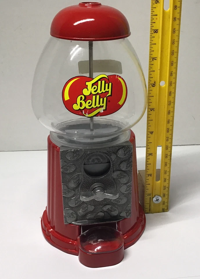 Mini dispensador de frijoles Jelly Belly funcionamiento con monedas metal vidrio máquina banco original Foto 4 de 4