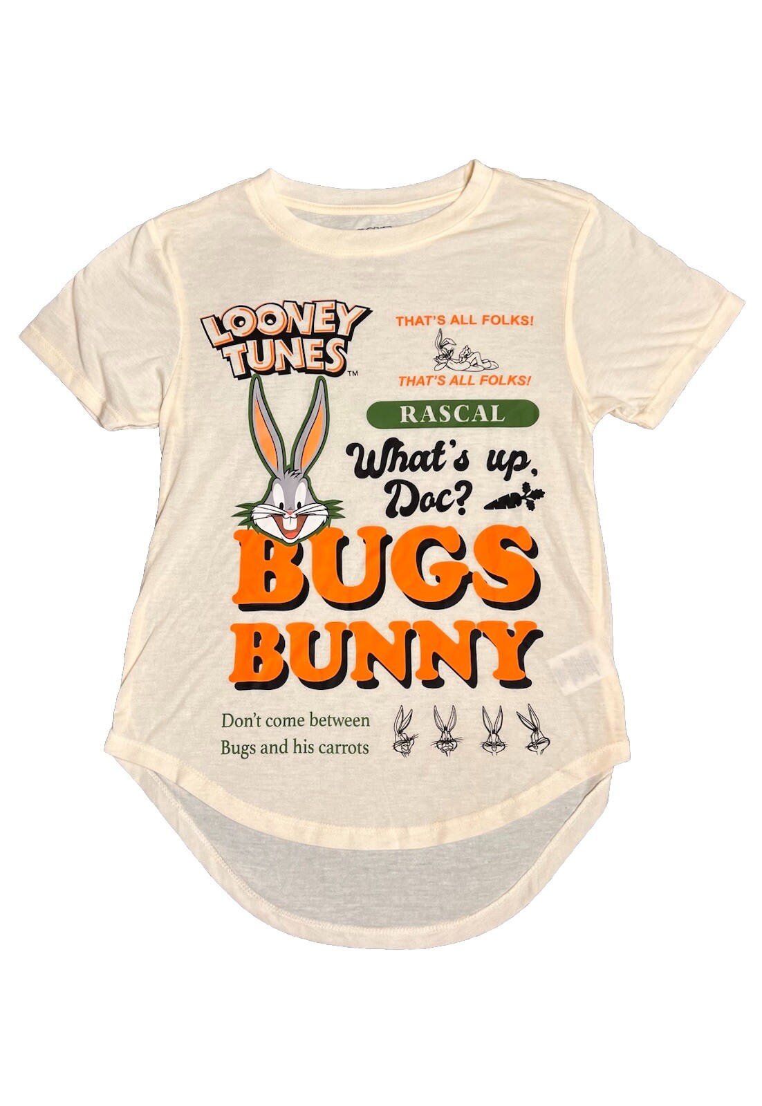 Looney Tunes Bugs Bunny Ivory Womens T-Shirt Size XS