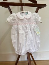 Designer Vintage Bailey Babies Smocked Romper White Girl 6Mths Christening 