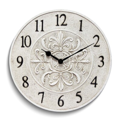 Blanc Fleur Ivory Finish 15 inch Indoor/Outdoor Wall Clock