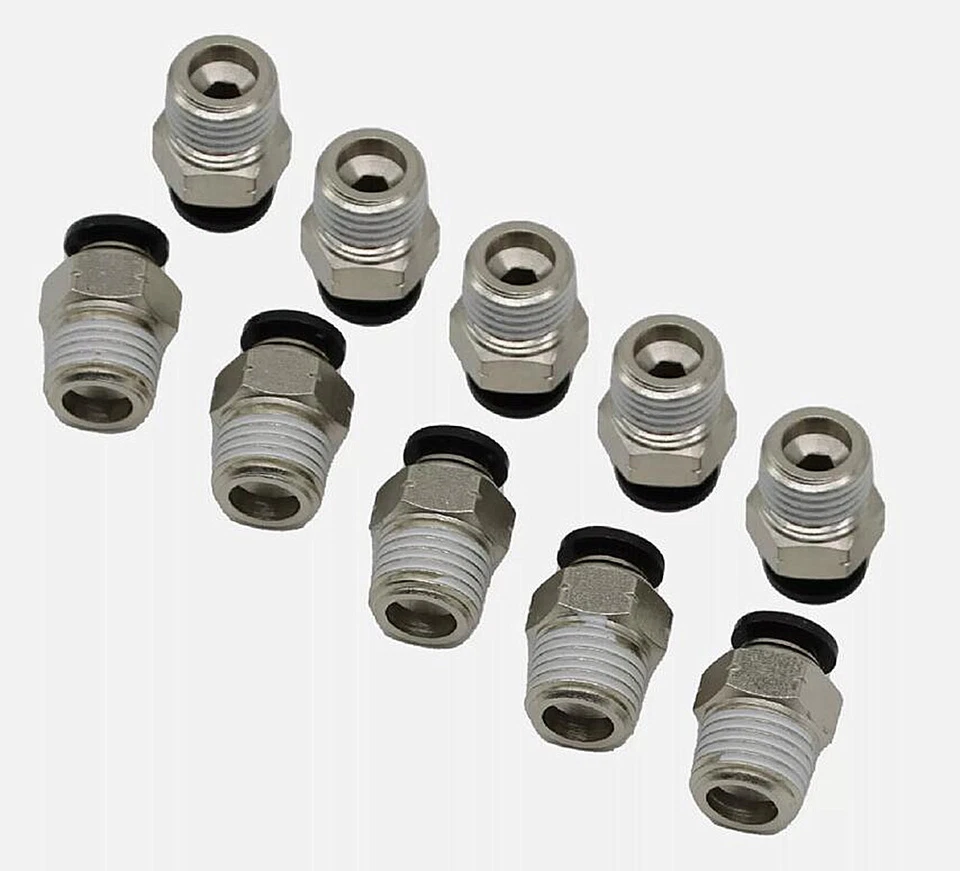 10Pc 1/4" OD Tube X 1/4" NPT Pneumatic Fitting, Push to Connect Air Fitting Part - Image 2 of 4