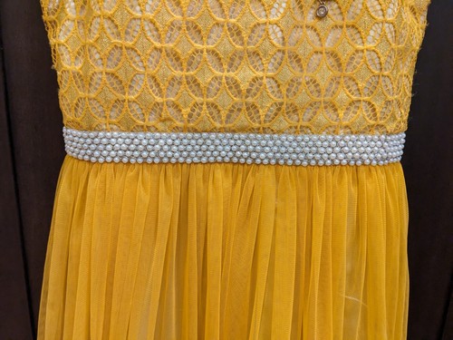 Girl's Mebaz Indian Anarkali Dress Yellow - 34 (9-10 yrs) - Picture 4 of 6