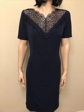 Tahari Navy Blue Dress Lace  Size 8 New W/O Tag