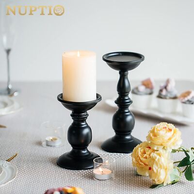 Nuptio Black Candle Holder for Pillar Candles