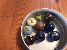 8 BIGLIE IN VETRO E 1 IN METALLO DA COLLEZIONE 