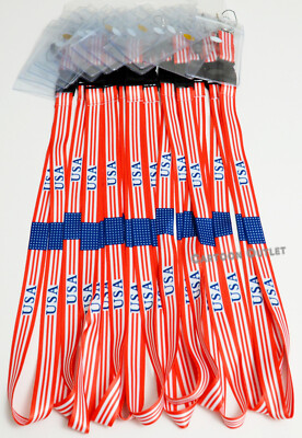 12 USA American Flag Lanyard Keychain I.D Holder Independence Party Favors New