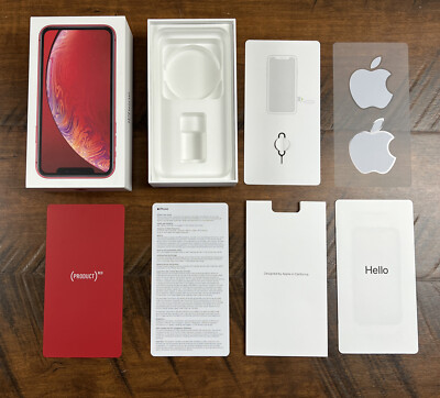 Red Apple iPhone XR  Original Retail Box Only Manual, Apple Stickers, No Phone