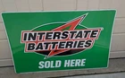 VINTAGE 90s SHOP LARGE INTERSTATE BATTERIES EMBOSSED METAL SIGN SOLD 48" X 30"