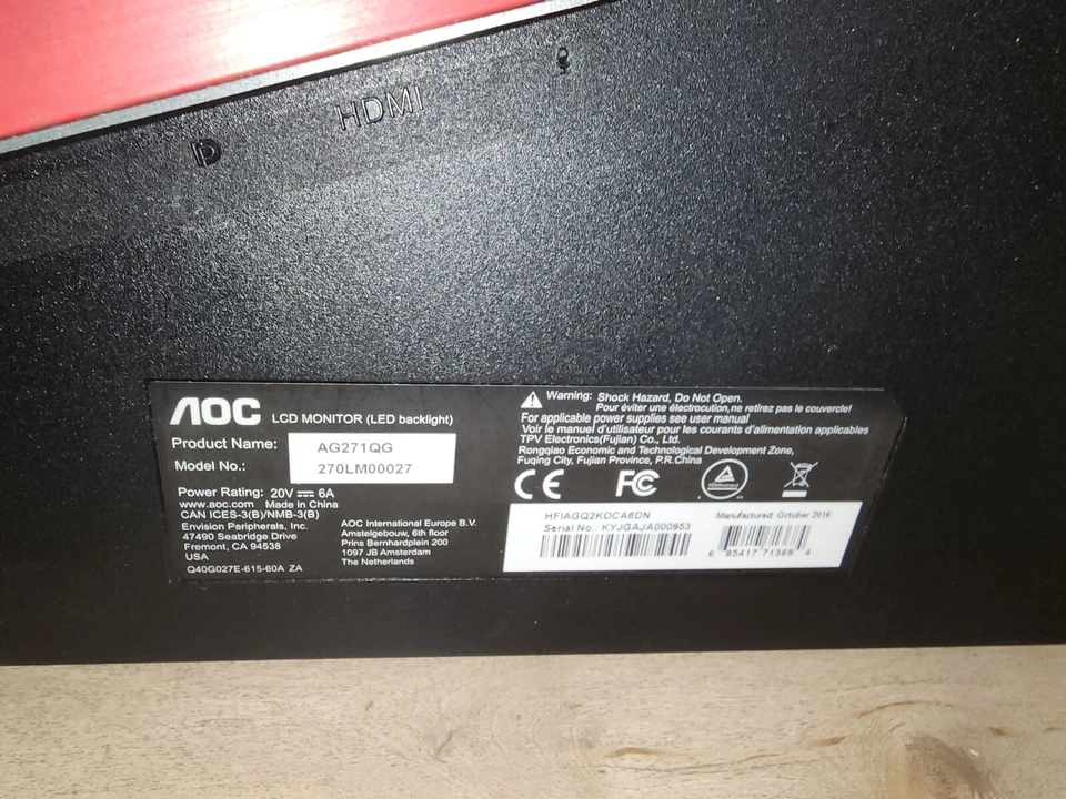 AOC AG271QG 27" 16:9 G-Sync IPS LCD Gaming Monitor - Black - Image 4 of 4