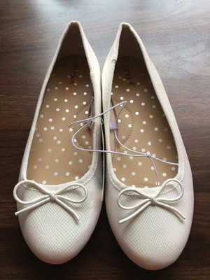 white sparkly flat shoes