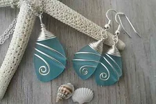 Hawaiian Jewelry Set, Top Wire Wrapped Necklace Earrings Jewelry Set, Turquoise