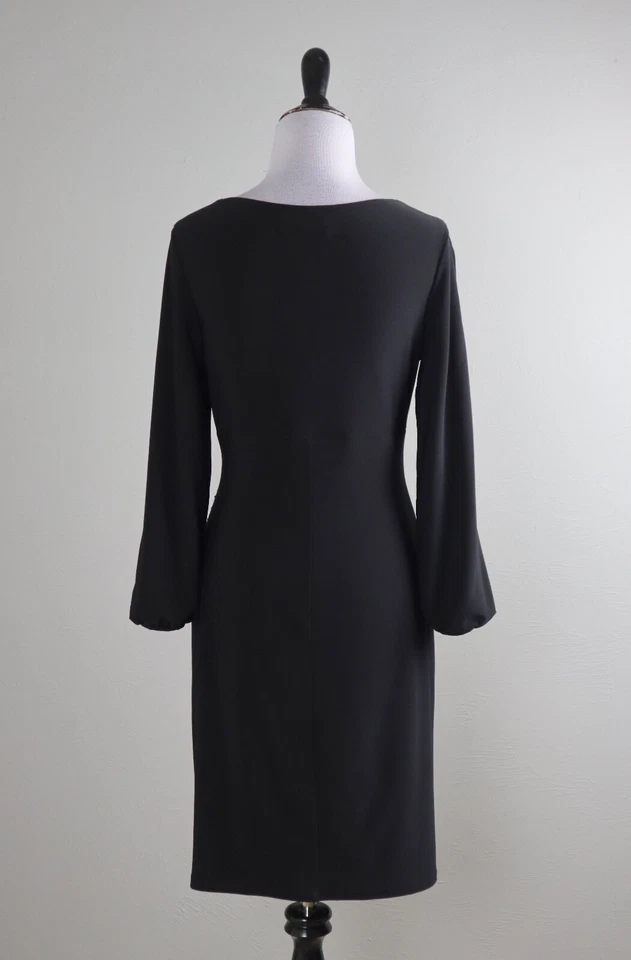 LAUREN RALPH LAUREN $129 Slinky Stretch Slit Open Sleeve Dress Size 6 Petite - Image 4 of 4