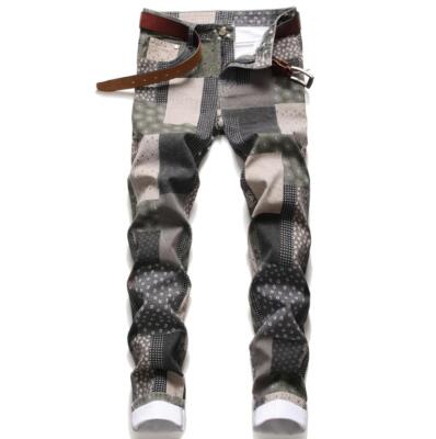 Men's Mixed Color Straight Leg Cotton Pants Casual Trousers Punk Hip Hop New