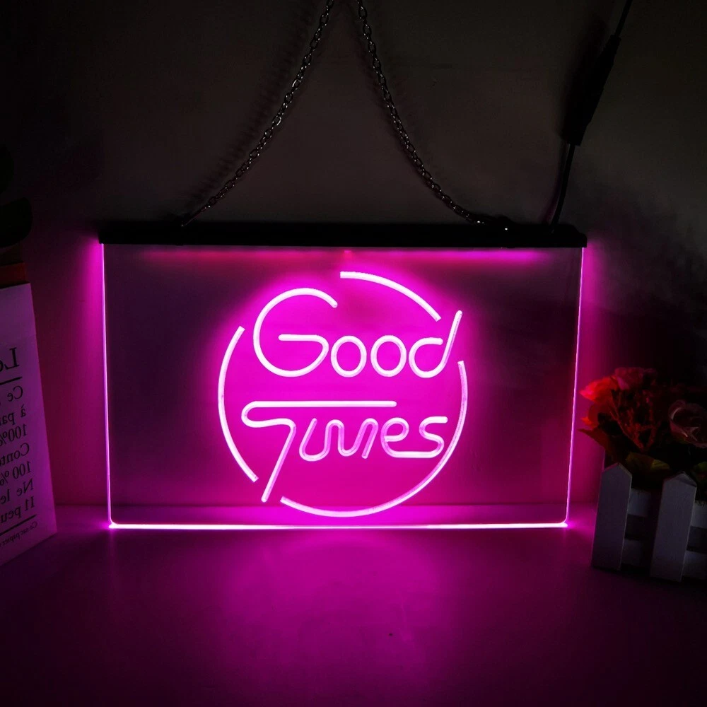 Good Times Party Vibes LED Neon Light Sign Home Bedroom Display Wall Art D cor