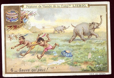 chrome Liebig No. 6 ''Save Who Can'' elephant