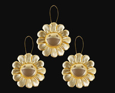 Takashi Murakami Set of 3 Gold Flower Christmas Ornaments