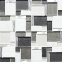 Mosaikfliese Transluzent Aluminium Weiß Grau Kombination Glasmosaik Crystal S ..