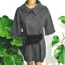 Women’s XXl Mini Dress Tweed Pattern, Attached Belt, Button Front, Lined, Sz Sm