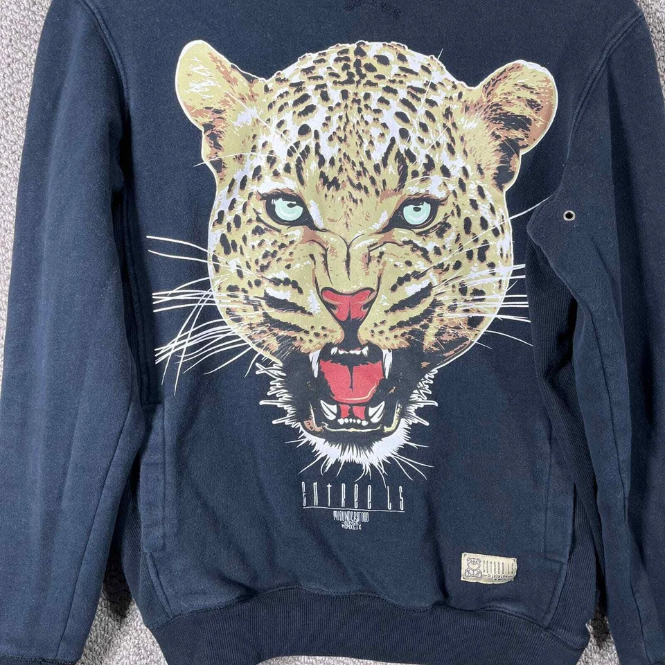 Entree LS Sweatshirt Mens Size Medium Black Cougar Print Crew Neck Pullover - Image 2 of 4