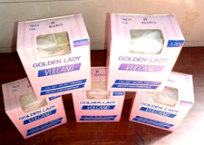 5 Pairs Golden Lady Volcano Fancy Sheer Tights 15 Den Col. White Size 2 