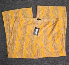 PrettyLittleThing Plus Orange Swirl Wide Leg Pants Women Size 22 Zip Closure