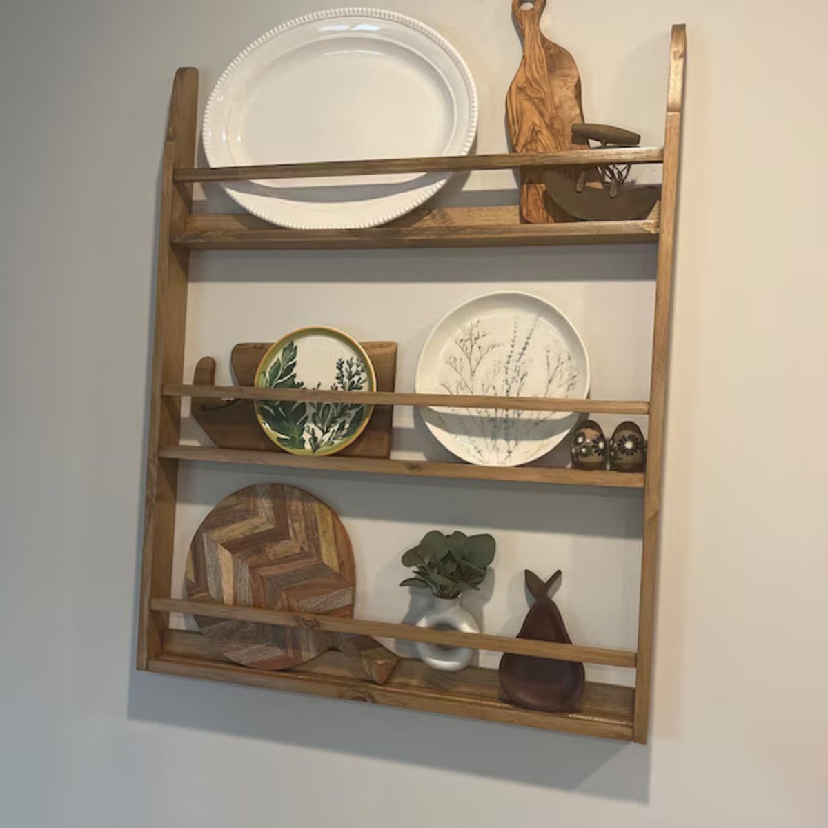 Display Rack Diy Wall Mounted Dish Rack Wooden Plate Hangers Plate
