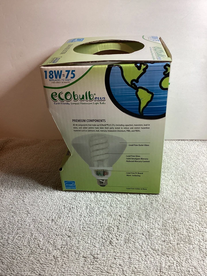 Ecobulb Plus 18 Watt=75 Watt BR 40 Reflector Indoor Floodlight New in Box - Image 2 of 4