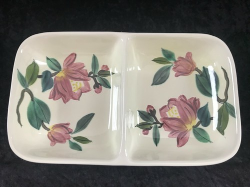 vintage Studio Art Redwing Hand Painted Floral Divided Serving Tray 6 1/4"W 11"L - Picture 2 of 9