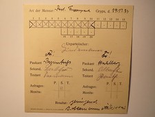 Greifswald 1933 Turnerschaft Markomannia & Teutonia / Mensur-Karte Fuxenpartie
